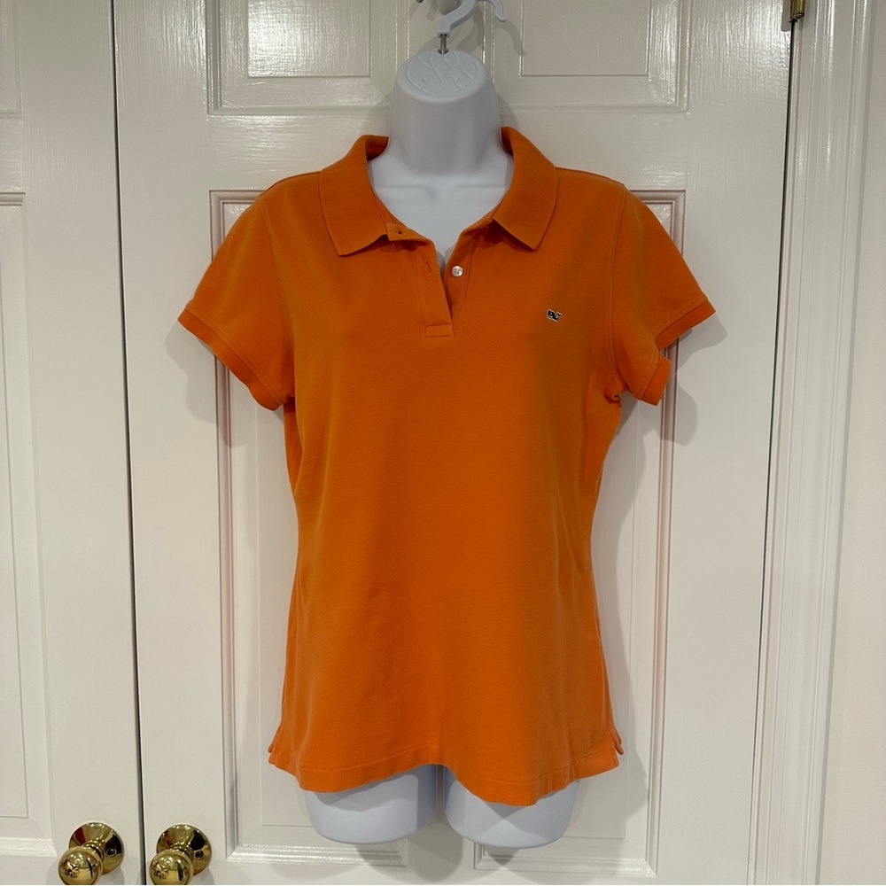 Vineyard Vines women’s orange cotton polo the Susie fit short sleeves size large